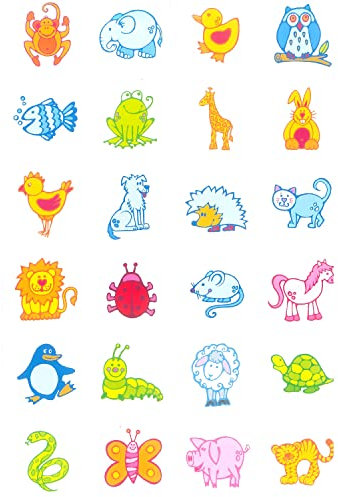 EDUPLAY 110271 Erkennungsschilder Tiere Aufkleber, 24 Motive 35 x 35 mm, mehrfarbig (1 Set)