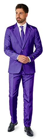 Suitmeister Anzüge für Herren - Mit Jackett, Hose und Krawatte mit Festlichen Print Solid Purple - XXL