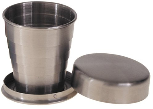MFH Teleskop-Trinkbecher Edelstahl Campingbecher Campinggeschirr Becher verschiedene Größen (4 cl)