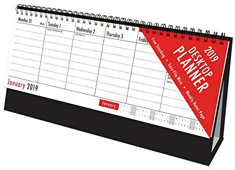 Tallon International 2019 Red and Black Desktop Flip Calendar