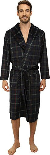 Jockey Men's Matte Silky Fleece Robe, Green Plaid, One Size