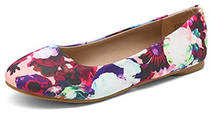 DREAM PAIRS Women's Sole-Simple Ballet Flat,Ladies' Ballerina Walking Flats Shoes for Comfort and Fashion Style,Size 7,Floral,Sole-Simple
