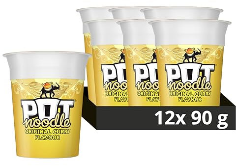Pot Noodle Original Curry Standard Pot instant vegetarian snack quick to make noodles 12x 90 g