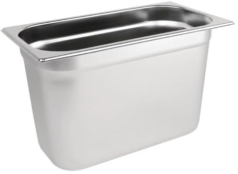 Vogue Stainless Steel 1/3 Gastronorm Tray 200mm - Fridge, Blast Chillers Safe Tray to Store and Cook Food K936