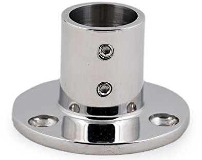 wellenshop Relingfuß Grundplatte Verdeckbeschlag gerade für 25 mm Rohr Befestigung Fußplatte Montagefuß