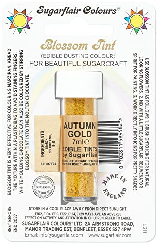 Sugarflair Colours Blossom Tint Dust Autumn Gold - Or d'Automne - Colorant Alimentaire en Poudre pour Décoration, Pâte de Sucre, Glaçage, Chocolat, Crème au Beurre, Macarons - 7ml