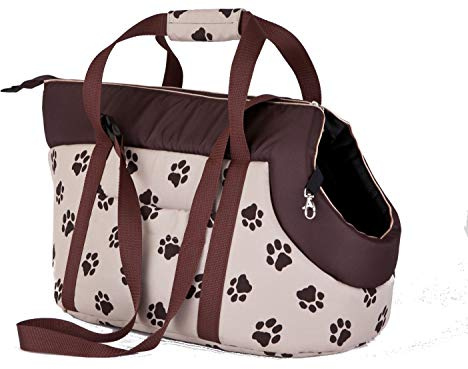 DOGGY Hobbydog TORBWL4 Tragetasche für Hunde und Katzen, 27 x 25 x 43 cm, Biege mit Pfoten