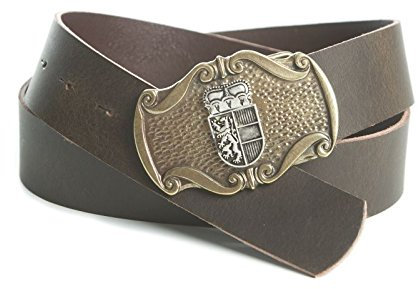 Enzianblau Echtleder Gürtel; Trachtengürtel; Österreich Emblem Salzburg; braun; weiches Leder (100)