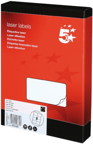 5 Star Sticky Labels White Multipurpose (2000 Pack) Label Stickers Laser Copier Inkjet 99.1x67.7mm