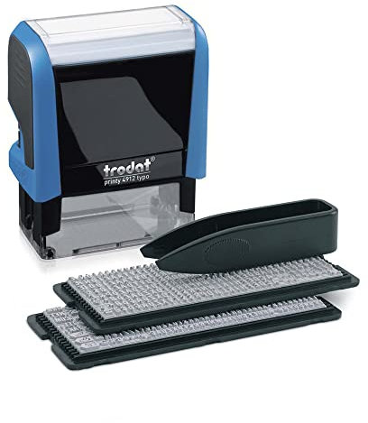 Trodat – Printy 4912 Typo Stempel zum selber Setzen von Text – selbstfärbender Stempel als Bürostempel, Adressstempel, Namensstempel & Co (47 x 18 mm | 4 Zeilen | Schwarz)