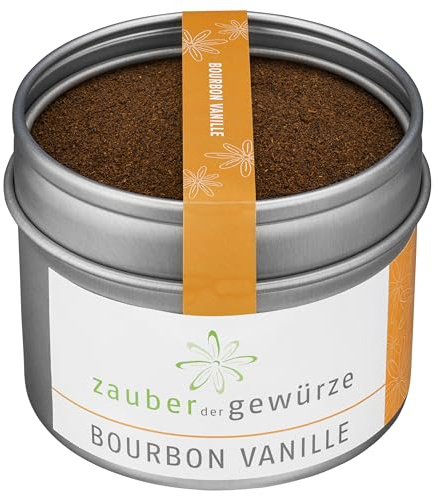 Zauber der Gewürze Bourbon Vanille, gemahlen, aromatisches Bourbon Vanillepulver aus Madagaskar, ohne Zusätze, Premium-Qualität in wiederverschließbarer Aroma-Dose, 45 g