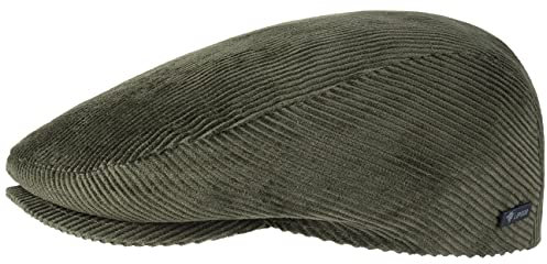 Lipodo Cord Flatcap Herren Damen Kinder Made in Italy Baumwolle Schiebermütze mit Futter Cap Größen 49-61 cm Sommer Winter Oliv M (56-57 cm)