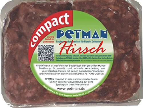 petman compact Hirsch, 22 x 500g-Beutel, Tiefkühlfutter, gesunde, natürliche Ernährung für Hunde, Hundefutter, Barf, B.A.R.F.