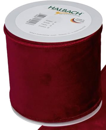 FloristryWarehouse Weinrot, Samt, 100 mm breit, 8 m, mit Draht, Rand