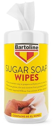 Bartoline Sugar Soap Wipes 80XL – Pre-Paint Cleaner & Degreaser Wipes for Wood, Metal & Plastic – 80 Extra-Large Wipes