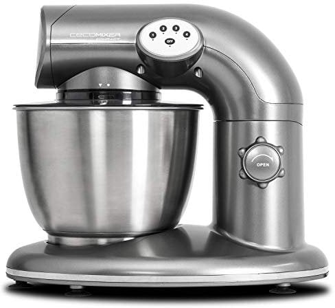 Cecotec Batidora Amasadora Cecomixer Compact. 1000 W, Sistema Avanzado de engranajes y Movimiento planetario, Bol de acero de 5,6l, 6 Funciones, 4 niveles de Velocidad, Tapa transparente