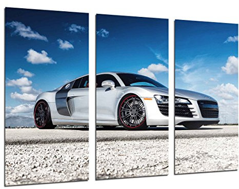 Wandbild - Bild Auto Sport Audi R8, 97 x 62 cm, Holzdruck - XXL Format - Kunstdruck, 26363