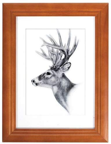 WOLTU Bilderrahmen DIN A4, Fotorahmen aus Massivholz und PS-Platte, Holzrahmen mit Passepartout, zum vertikalen oder horizontalen Aufhängen/Aufstellen, Posterrahmen Collage Wanddeko, Braun