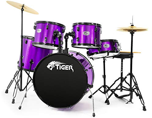 Tiger DKT28-PU Full-Size Acoustic Drum 22 Bass Drum Kit - Purple