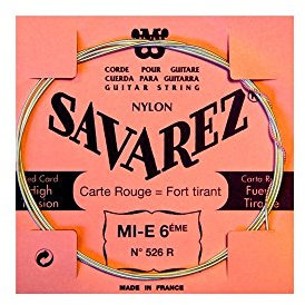 Savarez 526R - Cuerda al por menor para guitarra clásica (tiro fuerte Mi grave, tarjeta roja