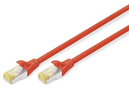 DIGITUS - Cable de red (cat. 6A, 5 m, blindaje S-FTP, cobre y revestimiento LSZH, cable de red, color rojo
