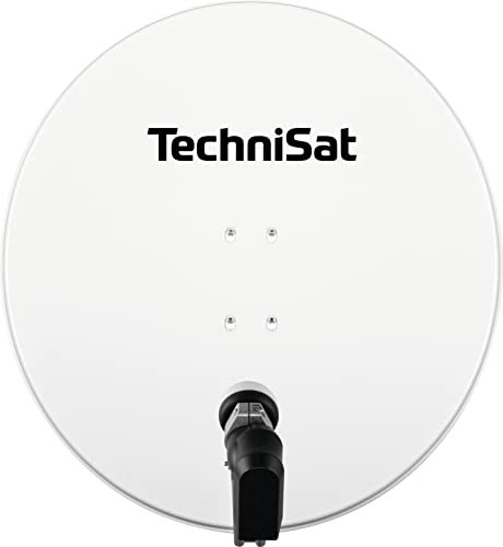 TechniSat SATMAN 850 PLUS - Satellitenschüssel für 4 Teilnehmer (85 cm Sat Spiegel mit Masthalterung und 40mm Universal-Quattro-Switch-LNB) polarweiß