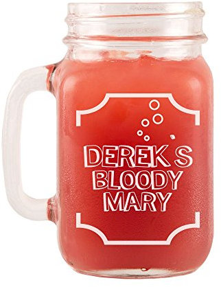 Personalised Bloody Mary Glass Mason Jar, Wedding Anniversary, Birthday Gifts