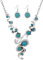 YAZILIND Hohl Tibetischen Silber Grün Rimous ovale Türkis-Schellfisch -Kragen Ohrringe Halskette Schmuck-Set Frauen (Zeichen, Formen & Symbole)