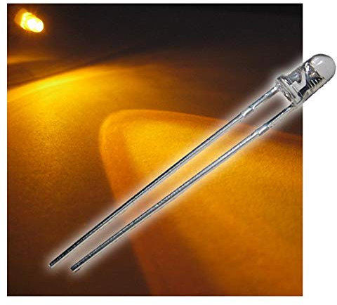 world-trading-net - 10 LEDs 3mm wasserklar blinkend gelb LEDs, Leuchtdiode, bedrahtet, Diode leuchtend, als Bauteil