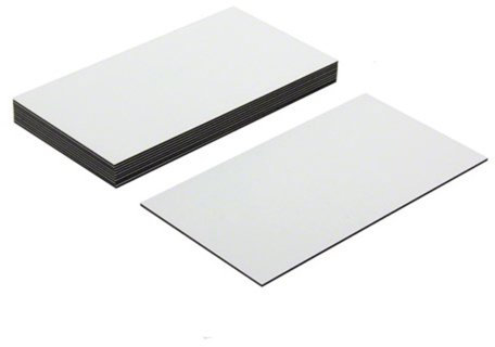 MagFlex® Lite Flexible Gloss White Dry Wipe Surface Magnetic Labels for Creating Scrumboards, Removable and Changeable Labels - 89mm Long x 51mm Wide - Pack of 10