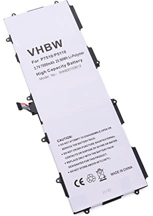 vhbw batería Compatible con Samsung Galaxy Note 10.1 GT-N8000, 10.1 LTE GT-N8020, GT-N8013, GT-N8010 Tablet, Pad (7000 mAh, 3,7 V, Li-Poli)