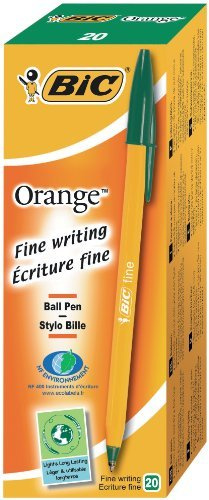 Bic Orange Fine Ballpoint Pen Green (Pack of 20) 1199110113