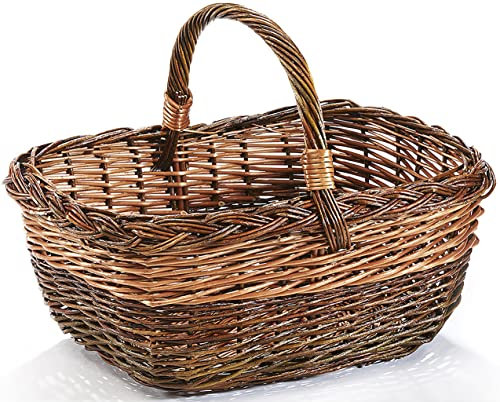 Kobolo Weidenkorb Einkaufskorb handgeflochten aus Weide 48x34x38 cm