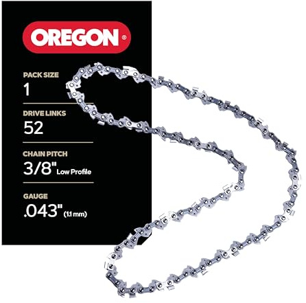 Oregon Chainsaw Chain 3/8 LP Pitch, .043 (1.1 mm) Gauge for 14 Inch Bar, 52 Drive Links – Low-kickback Replacement Saw Chain, Fits Husqvarna, Echo, Ryobi and more
