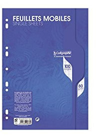 Calligraphe 2376C Un Paquet de Feuillets Mobiles Perforés sous Film (une Marque de Clairefontaine) - A4 21x29,7 cm - 100 Pages Grands Carreaux - Papier 80 g