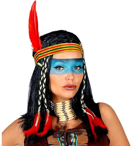 W WIDMANN MILANO Party Fashion A6140 - Perücke Cheyenne, braun, Indianerin, Mottoparty, Karneval