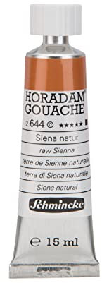 Schmincke - Horadam Gouache, Siena natur, 15 ml-Tube, 12 644 006, feinste Gouache, natürliche Deckkraft, höchst pigmentiert, farbintensiv und matt