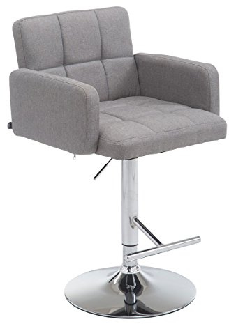 CLP Barhocker Los Angeles Stoff | Höhenverstellbarer Barstuhl Mit Drehbarem Sitz | Bistrohocker Mit Metallgestell Und Fußstütze | Farbe grau Gestell Farbe Chrom