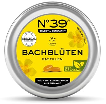 Lemon Pharma Original Bachblüten Pastillen Nr. 39 für alle Fälle – Bio, vegan und alkoholfrei – Original Mischung nach Dr. Bach – sanfter Orangengeschmack – 50 g