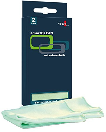 ceragol ultra smartCLEAN Mikrofasertücher, 2 Stück 30x40cm in Premium Qualität - fusselfrei und waschbar - Reinigungstücher für Brille, Handy, Navi, Laptop, Display UVM.