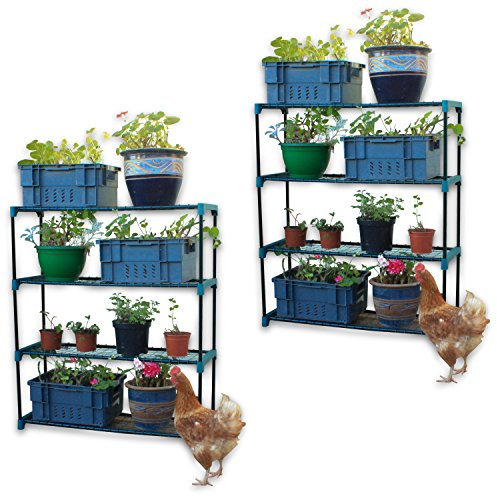 Woodside 4 Tier Staging Shelving Unit - 2 PACK for Greenhouse, Garden, Shed, Garage Storage Racking