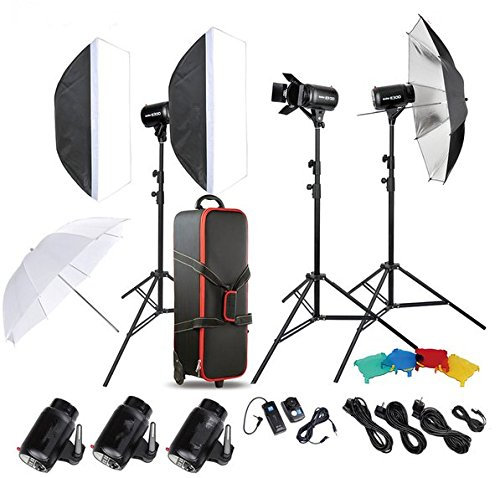 Gowe photo studio Speedlite Lighting kit con 300 W flash da studio luce stroboscopica stand Softbox Barn Door Trigger