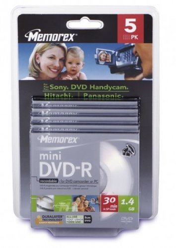 Memorex 8cm Mini DVD-R 1.4GB 4X Speed 5er Mini Jewel Case DVD-Rohlinge