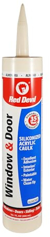 Red Devil 084620 Window & Door Silicon Acrylic Caulk, Almond Off-White, Waterproof, 10.1 oz, Pack of 1, Made in USA