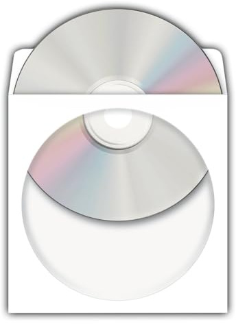 HERMA 1141 CD DVD Hüllen (124 x 124 mm) weiß, 1.000 Stück, aus Papier, mit Sichtfenster, Rückseite selbstklebend