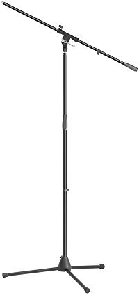 Adam Hall Stands S 5 B - Mikrofonständer mit Schwenkarm, mit klappbaren Füßen, bis zu 1,6 m verstellbar, schwarz