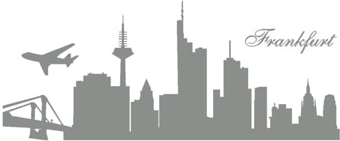 Skyline4u Frankfurt Wandtattoo Skyline Wandtattoo 70 x 29cm Mittelgrau