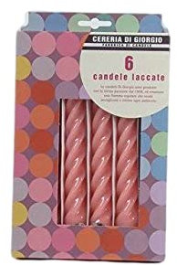 Cereria di Giorgio Candele Tortiglione, Cera di paraffina, Rosa, 2.2 cm, 6 unità