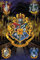 Harry Potter Poster - Hogwarts mit Allen Häuserwappen + 2 St. Schwarze Posterleisten mit Aufhängung