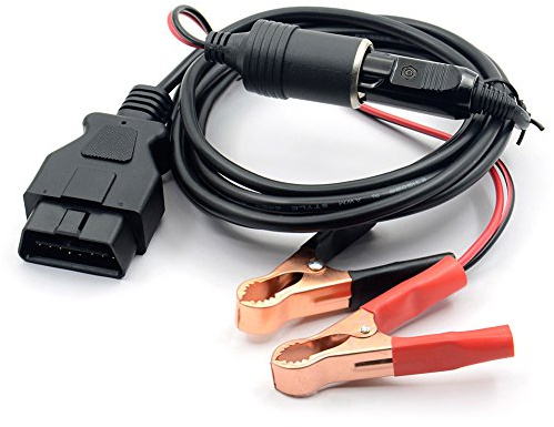 VSTM OBD II Vehicle ECU Emergency Power Supply Cable Memory Saver (3Meter) with Alligator Clip-On 12V Car Battery Cigarette Lighter Power Extension Socket